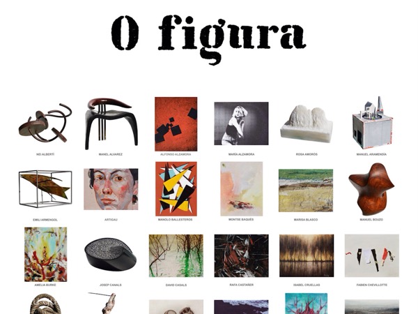 Exhibition poster for '0 figura' at Km7 espai d'ART, featuring various artists, from July 28 to August 19, 2018.